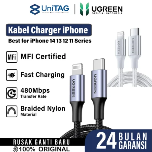 UGREEN Kabel Data Fast Charging iPhone MFi | USB Type C to Lightning/Type C